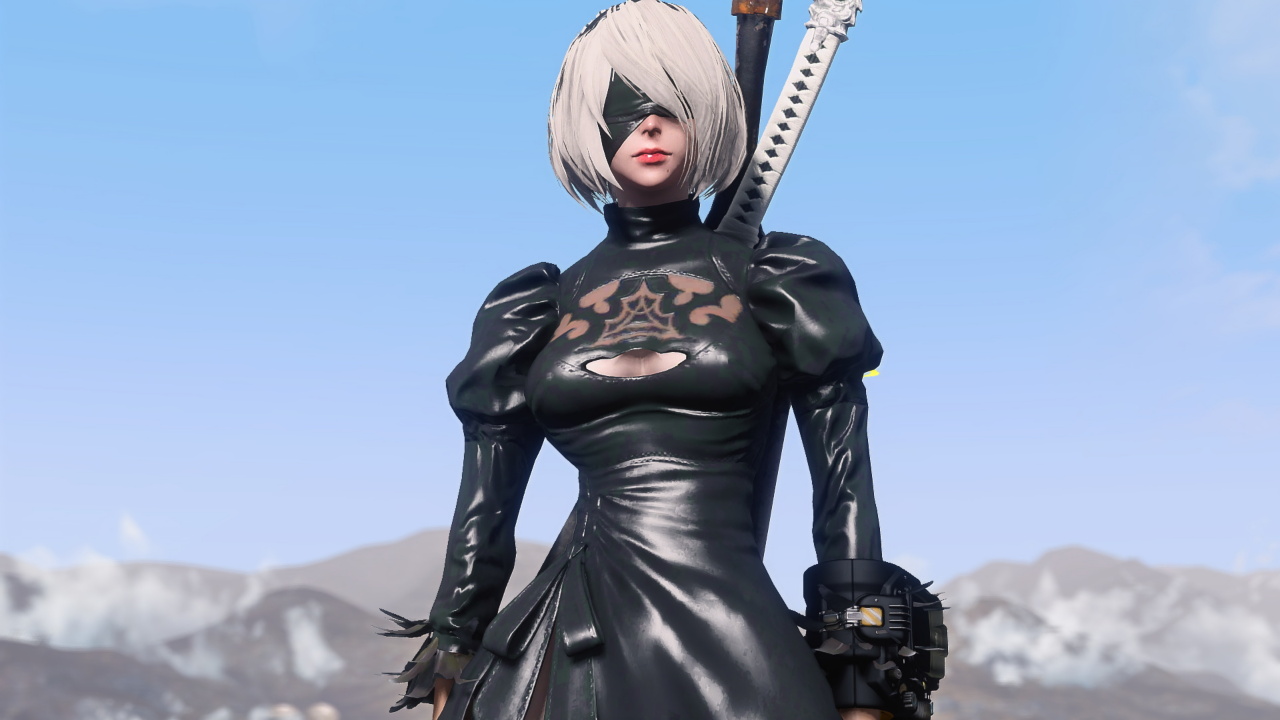 B 4 2b. Fallout 4 2b NIER Automata. Фоллаут 4. Automata outfit. 2b NIER Fallout. Платье 2b для фоллаут 4.